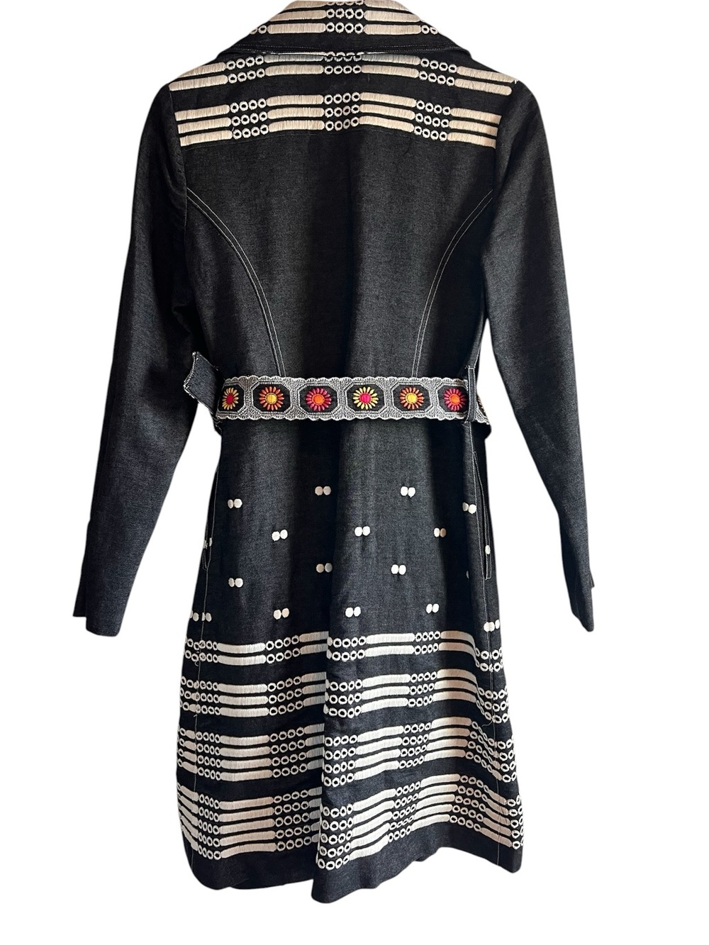 Anna Sui embroidered long line belted light denim jacket excellent condition - Picture 6 of 15